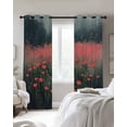 thumbnail image 4 of Red Spring Floral Kitchen Curtains Retro Oil Painting Botanical Cafe Short Curtains for Bathroom Blackout Window Curtain Grommet Small Window Treatment Tier Drapes for Bedroom Living Room 27.5"x39"x2, 4 of 9