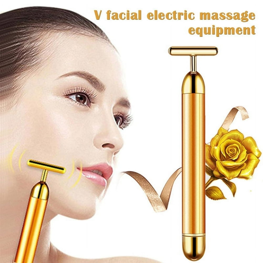 24k Golden Pulse Energy Facial Massager Beauty Bar T Shape Electric Face  Massager for Tight Firming Lift Daily Skin Care Gold - Walmart.ca