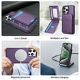 thumbnail image 5 of Allytechgroup 2 In 1 Wallet Case for Apple iPhone 15 Pro, Detachable Cards Holder Compatible with Magsafe Anti-Scratch Bumper Shockproof Drop Protection Phone Case for Women Men, Purple, 5 of 10