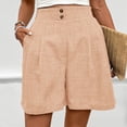 thumbnail image 6 of Puntoco Shorts for Women Trendy Summer Elastic High Waisted Wide Leg Casual Short Loose Cuffed Hem Work Trouser Shorts Beige-A S(S), 6 of 7