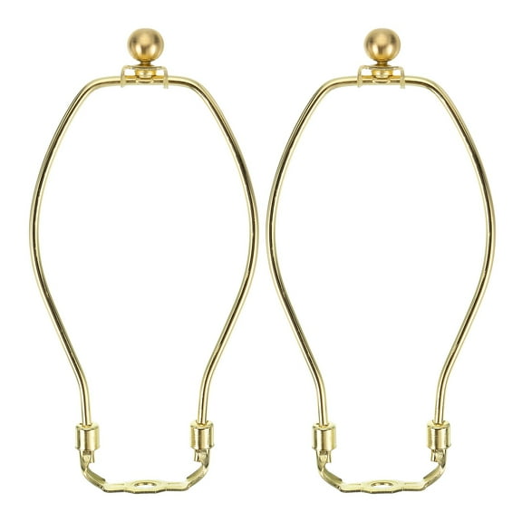 8 Inch Lamp Harp Kit with 17.5mm Solid Brass Ball Finial, 2 Set Heavy Duty Bracket with Standard Saddle & Finial Detachable Shade Holder for Table Floor Lamps, Gold