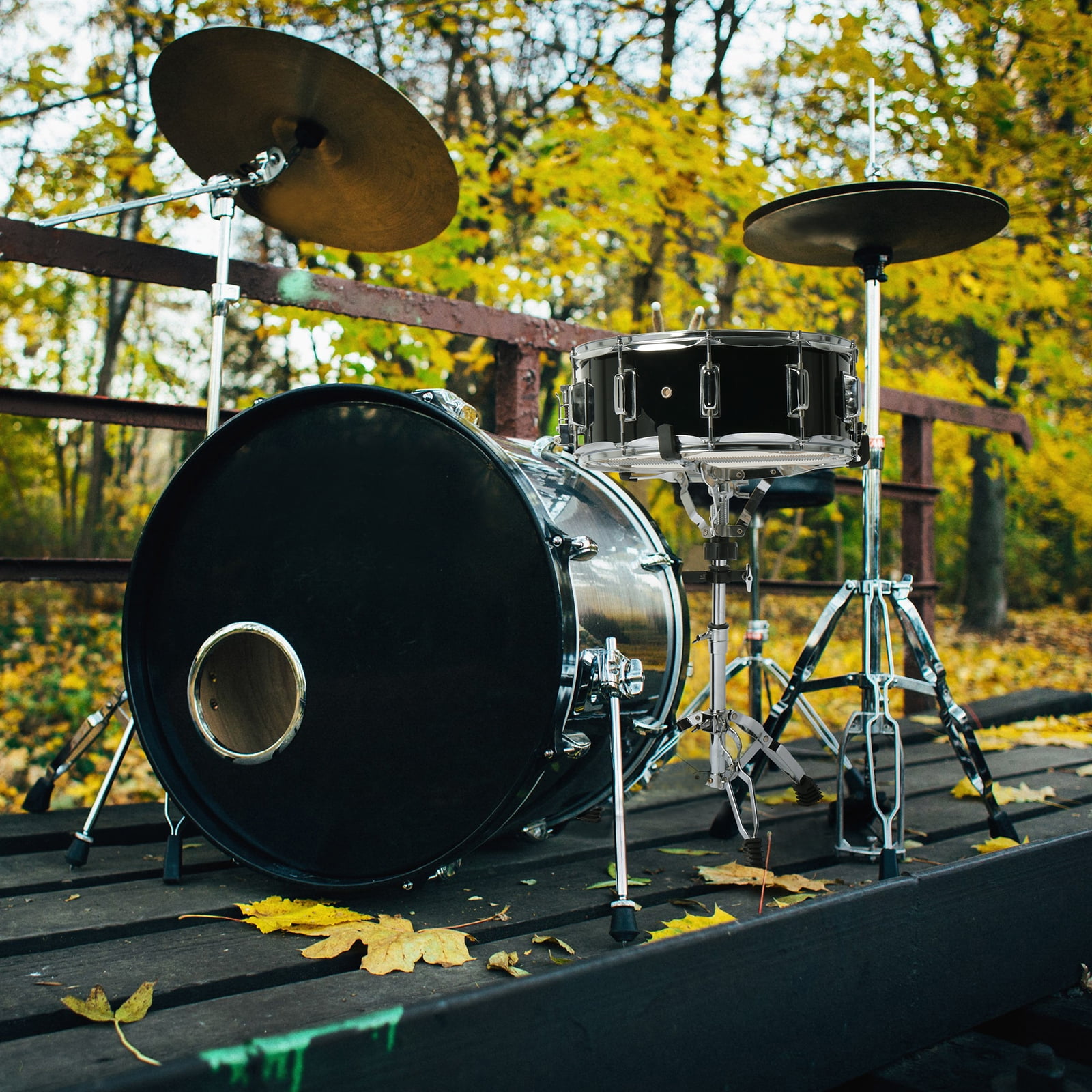 Snare Drum Set with Drumstick Holder, Snare Drum Bag, Strap, Mute Pad & Drum Stick for Beginner Student Black, 14 x 5.5in