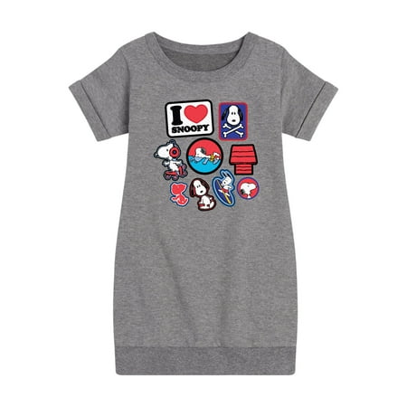 

Peanuts - I Heart Snoopy Patches - Youth Girls Fleece Dress