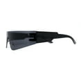 thumbnail image 3 of Retro Oversize Narrow Curved Shield Color Mirror Wrap Sport Sunglasses All Black, 3 of 4