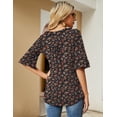 thumbnail image 6 of ZHENWEI Women's Casual V Neck T Shirts Loose Summer Half Bell Sleeve Tops Ruffle Tunic Blouses, 6 of 9