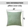 thumbnail image 5 of Summer Decor Solid Plush Corduroy Striped Square Throw Pillow Covers Set of 2 Cushion Covers Decorative for Living Room, 50cm, 20 x 20 Inch, Sage Green, 5 of 13