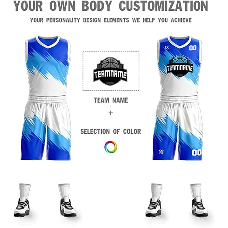  Custom Gradient Basketball Sleeveless Jersey Kit Printed Team  Name & Number Personalized Sports Uniform for Men/Youth Blue One Size :  Sports & Outdoors