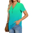 thumbnail image 4 of Scyoekwg Womens Tops Hide Belly Tunic Summer Short Sleeve T Shirts Button V Neck Dressy Casual Loose Blouses for Leggings (Green,XXXL）, 4 of 7