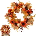 thumbnail image 2 of Fall Wreath for Front Door, Autumn Thanksgiving Door Wreath Fall Decor,Artificial Fall Harvest Wreath for Front Door Outside,Seasonal Touch Fall Decor for Indoor Outdoor Home Porch(Z9-A), 2 of 7