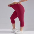 thumbnail image 4 of Butt Lifting Capri Leggings for Women Plus Size Booty Lift Compression Stretchy Yoga Pants Tummy Control Mid Rise Snow Leggings with Pockets Wine XL, 4 of 6