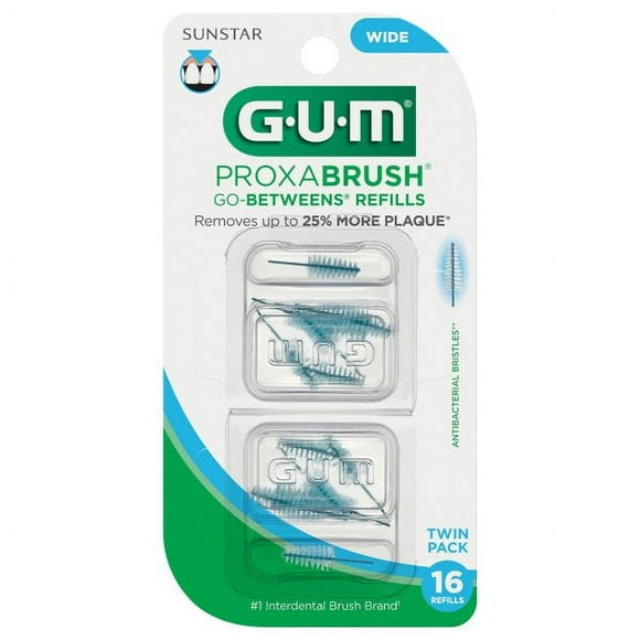 GUM Proxabrush Go-Betweens Interdental Brush Refills, Wide, 16 Count - 614V