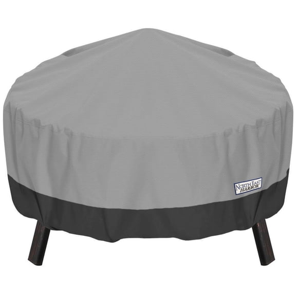NEH Outdoor Patio Fire Pit Cover - 44" Diameter - Breathable Material, Sunray Protected, and Weather Resistant Storage Cover, Gray with Black Hem