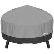 Outdoor Patio Fire Pit Cover - 44" Diameter - Breathable Material, Sunray Protected, and Weather Resistant Storage Cover, Gray with Black Hem