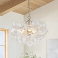 thumbnail image 5 of Luxury Ribbed Glass Globe Cluster Bubble Chandelier - Brass, Nickel Nickel/8-Light, 5 of 5