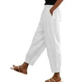 thumbnail image 2 of SELONE White White Mid Waist Lounge Pants with Pockets Elastic Waist Cropped Trouser Pants Casual Beach Pants Drawstring Solid Soft Tapered Lightweight Comfy 3XL Tall Breathable Summer Clothes, 2 of 5