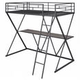 thumbnail image 7 of Kacho Metal Twin Loft Bed with Desk, Ladder and Full-Length Guardrails, X-Shaped Bedeframe Bedroom Furniture for , Easy to Assemble, No Box Spring Required, Brown, 7 of 7