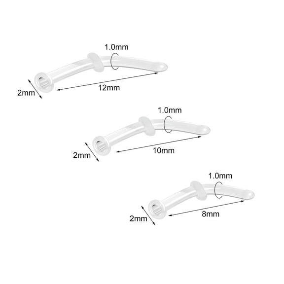 QQTDFG 3Pcs Clear Curved Retainer Glass Nose Stud Piercing Helix Tragus Earring Jewelry-18g (1 mm)