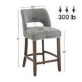 thumbnail image 2 of Usaint Chenille Bar Stools Set of 4, 26" Counter Height Barstools, Mid-Century Wooden Kitchen Island Chairs for Dining Room, Gray, 2 of 9