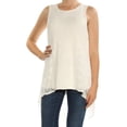 thumbnail image 2 of VINCE CAMUTO Womens Ivory Lace Jewel Neck Sleeveless Top M, 2 of 3