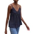 thumbnail image 2 of Women'S Y2k Polka Dot Print Tank Top Spaghetti Strap Camisole Sheer Mesh Going Out Top Navy Blue M, 2 of 8