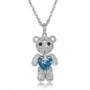 Teddy Bear Sterling Silver Necklace with Swarovski Crystals