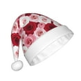thumbnail image 2 of KLL Christmas Hats for Adults Plush Rose Print Santa Hat Xmas Fluffy Santa Claus Hat for Women Men, 2 of 6