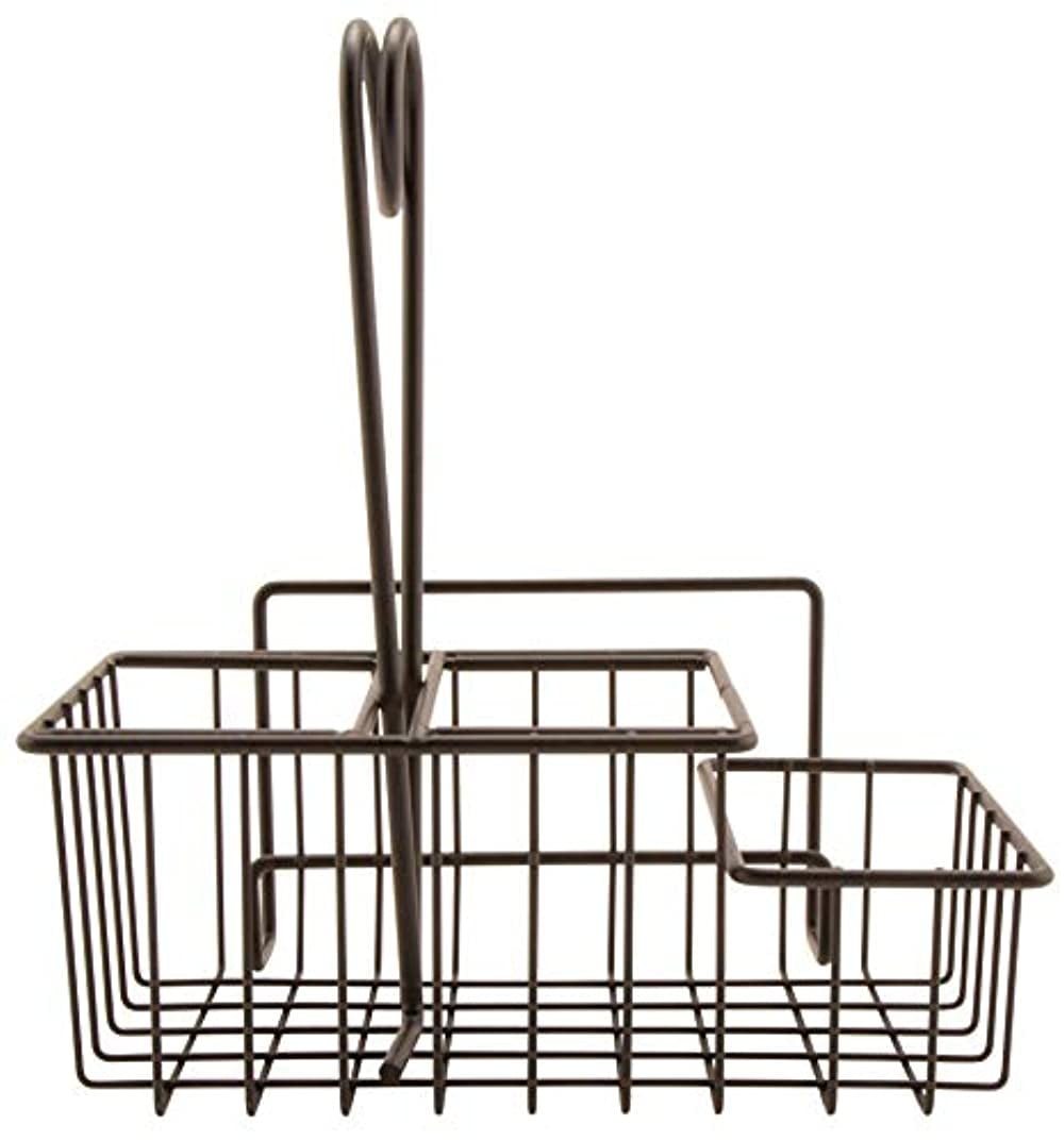 G.E.T. Enterprises Black Metal Three Compartment Condiment Caddy with