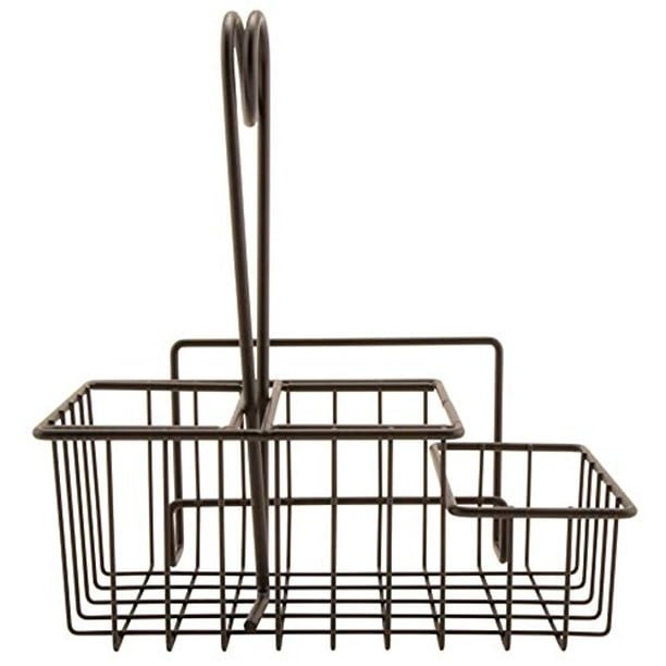 G.E.T. Enterprises Black Metal Three Compartment Condiment Caddy with