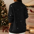 thumbnail image 4 of Valentine's Day Polo Collar Shiny Loose Sweater Top, Women's Elegant V Neck Long-Sleeved Sparkly Pullover Sweater Black S, 4 of 4