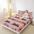 thumbnail image 3 of Manfei Cartoon Train Queen Sheets,Pink Striped Print Queen Sheet Sets,4 Pieces,1 Flat Sheet, 1 Fitted Sheet and 2 Pillowcases, 3 of 6
