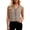 Brown, variant on Women's Sleeveless Open Front Cardigans Button Down Shirt Summer Ladies Ruffle V-Neck Casual Chambray Blouse