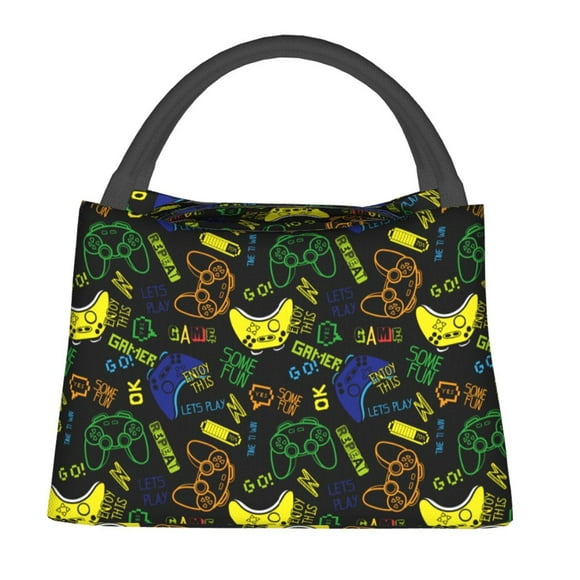 Fotbe Game Play Bolsa Térmica Portátil con Estampado, Bolsa de Entrega de Alimentos Aislada, Bolsa Reutilizable de Gran Capacidad para Comidas y Supermercado