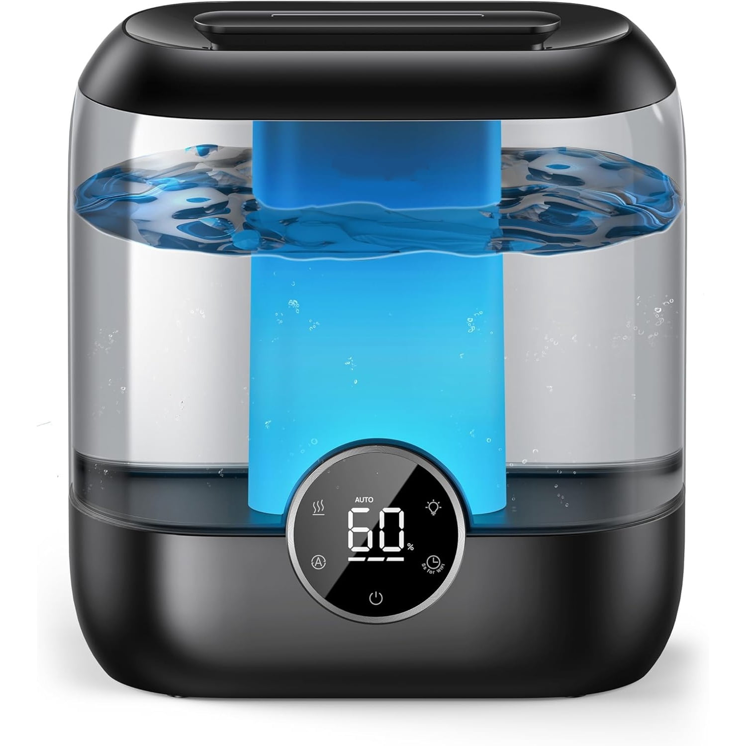 6L Top Fill Humidifiers for Bedroom, 60H Runtime 28 dB Quiet Supersized Cool Mist Air Humidifiers for Large Room, Baby Nursery, Plant, Indoor, Night Light, Easy to Clean, Precise Humidity Control