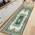 thumbnail image 2 of Green Red Floral Medallion Hallway Runner Rug, Vintage Rose Long Floor Mat, Non-Slip Washable Ornate Rug for Entryway Kitchen, 60x18in/5x1.5ft, 2 of 9