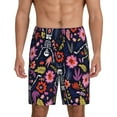 thumbnail image 1 of Fotbe Dancing Skeletons Floral Garden Pantalones Cortos de Pijama para Hombre, Ropa de Dormir, Pantalones de Pijama Cortos para Hombre-Large, 1 of 6