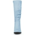 thumbnail image 2 of BLISSFUL STEP Women's Slouch Knee High Boots Round Toe Low Block Heel Faux Suede Boots Sky Blue 7, 2 of 5