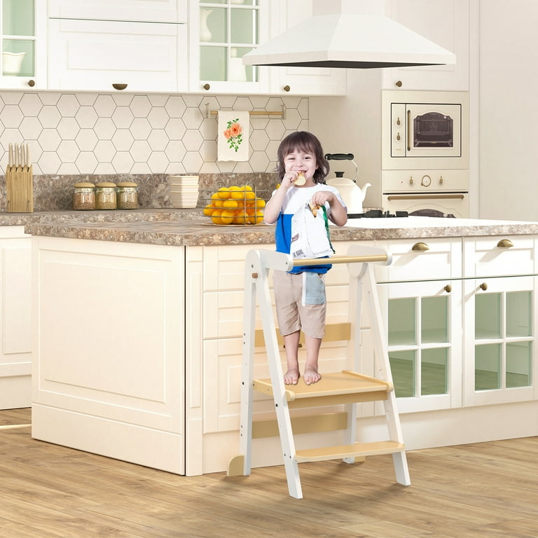 JOZ Kitchen Toddler Step Stool, Wooden Foldable Tower for Kids