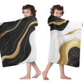 thumbnail image 4 of Black White Gold Marble Pattern Hooded Bath Towel，50"x30" for Ages 3 To 12 Kids, Quick Dry Lightweight Soft Microfiber Hood Beach Towel Cover Up for Kids, 4 of 7