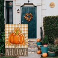 thumbnail image 4 of Welcome Fall Pumpkin Garden Flag Vertical Double Sided 12.5x18 Autumn Maple Leaves Orange Buffalo Plaid Seasonal Holiday Thanksgiving Farmhouse Decoration Yard Flags Outdoor, 4 of 6