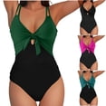thumbnail image 2 of gakvbuo One Piece Monokini Swimsuit Women Bikini Bathing Swimwear Women's Swimsuits Cutout Knot Bathing Suits High Waisted V Neck Swimwear, 2 of 8
