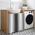 thumbnail image 3 of Dark Grey White Cabinet Curtain 35"Wx35"L,Dustproof Under Sink Skirt with Self Adhesive Tape,Farmhouse Ombre Color Modern Simple Cabinet Curtain Cover for Kitchen Sink,Bathroom Vanity,Laundry Room, 3 of 9