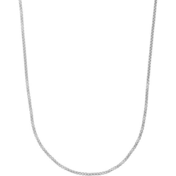 14k White Gold 2.5mm Solid Round Box Chain Link Necklace