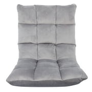 HomGarden Adjustable Folding Floor Chair,  Cotton Padded Gaming Ergonomic Chair Lounger, Grey