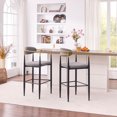 thumbnail image 6 of S-HOME Modern Upholstered Bar Stool Set of 2 with Gold-Accented Armrests, Ergonomic Design for Kitchen or Dining Use, Grey, 6 of 9
