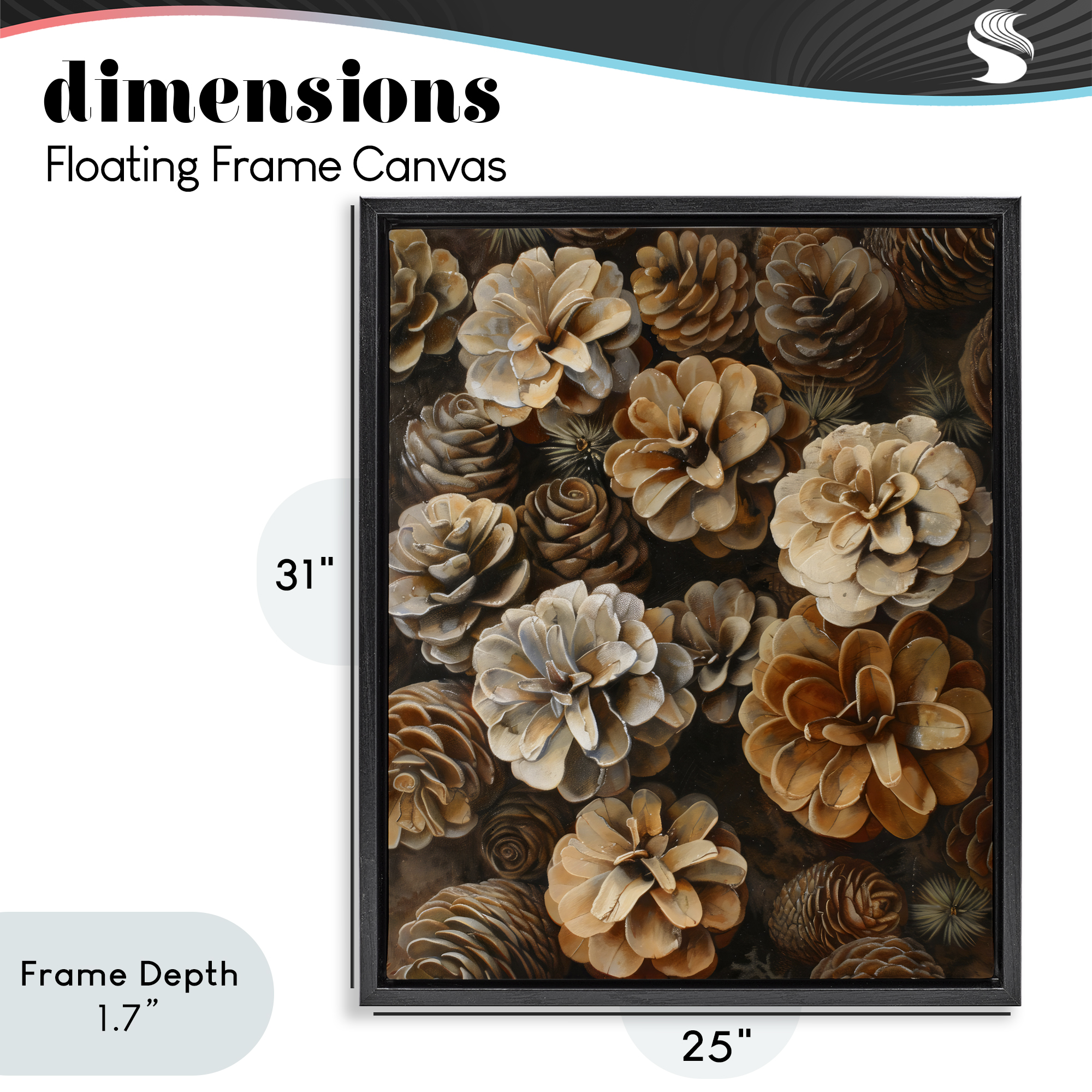 Stupell Industries Pinecone Arrangement Rustic Botanicals Black Framed Floater Canvas Wall Art, design by Creative Studio
