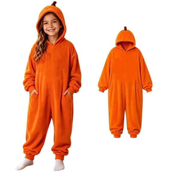 Teen Costumes Pumpkin Costume Unisex Hooded Long Sleeve Jumpsuit Kids Girls Dress up Clothes Boy Halloween Costumes 13-14 Years