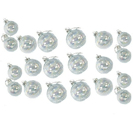 Iridescent Set - Iridescent Glass Ball Christmas Tree Ornament Set of 20 Holiday Decoration J0316