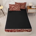 thumbnail image 4 of Homewish Vintage Boho Paisley Zipper Full Size Comforter Sets with Fitted Sheet and 2 Pillowcases,Bohemian Exotic Style Zipper Bedding Set,Red,Black Reversible,4pcs, 4 of 8