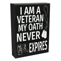 JennyGems Veteran Gifts, Gifts for Veterans, Patriotic Signs, I am a Veteran My Oath Never Expires, Veterans Decor, Veterans Day Gift, Military Gifts