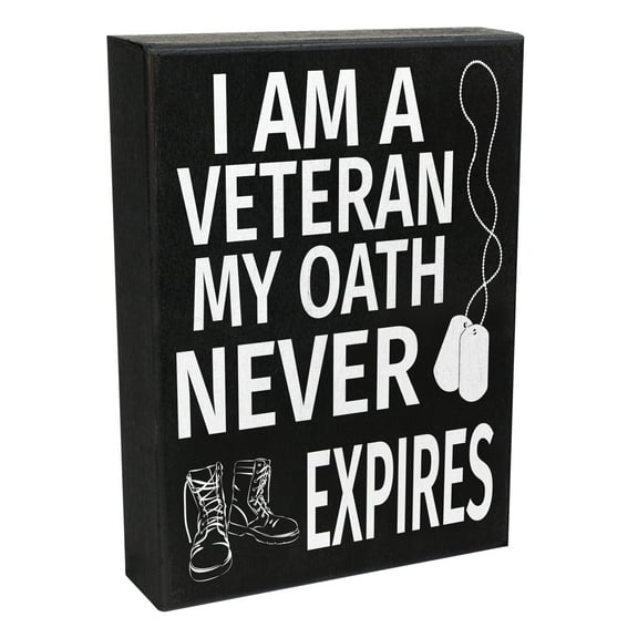 JennyGems Veteran Gifts, Gifts for Veterans, Patriotic Signs, I am a Veteran My Oath Never Expires, Veterans Decor, Veterans Day Gift, Military Gifts